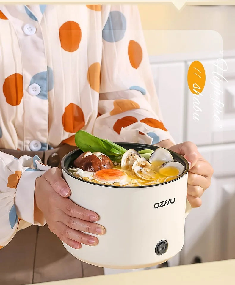 220V Multifunctional Mini Electric Cooker Home Use Stainless Steel Student Dormitory Bedroom 1.8L Cooking Pot Small Fryer Pot