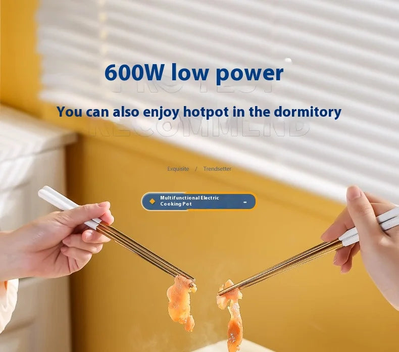 220V Multifunctional Mini Electric Cooker Home Use Stainless Steel Student Dormitory Bedroom 1.8L Cooking Pot Small Fryer Pot