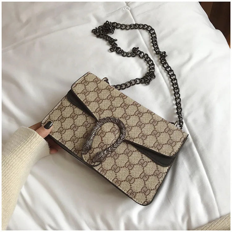 Luxury Bag 2025 New Trendy Fashion Dionysus Bag Retro Print Mini Shoulder Crossbody Chain Women's Bag