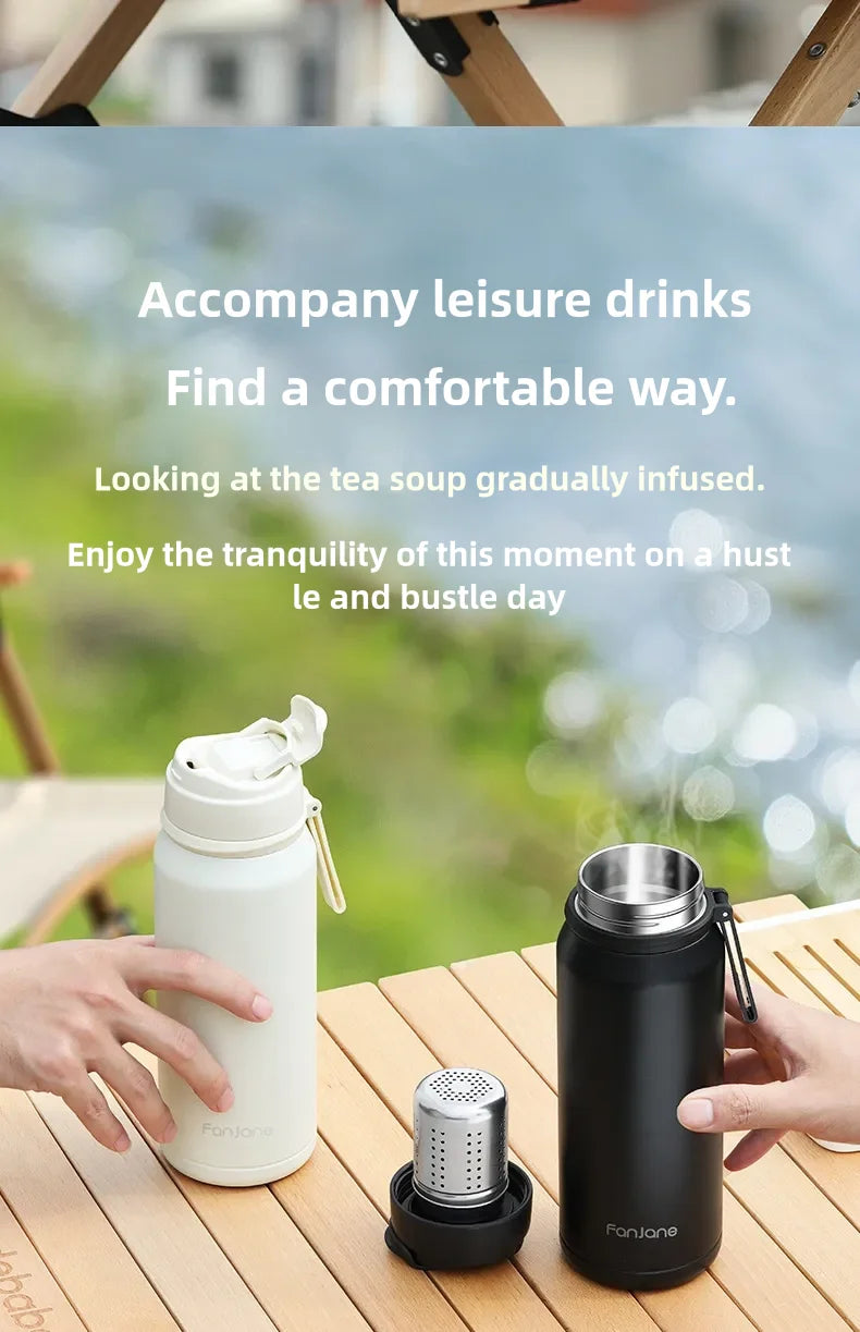 1000ML Thermos Bottle Cup with Magnetic Tea Infuser Stainless Steel Coffee Vacuum Bottle Keep Cold Hot Business Gift