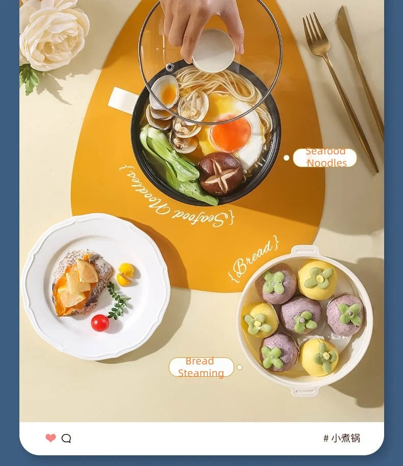 220V Multifunctional Mini Electric Cooker Home Use Stainless Steel Student Dormitory Bedroom 1.8L Cooking Pot Small Fryer Pot