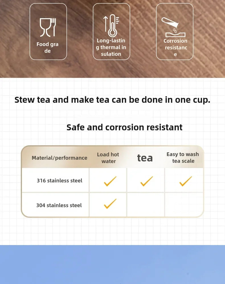 1000ML Thermos Bottle Cup with Magnetic Tea Infuser Stainless Steel Coffee Vacuum Bottle Keep Cold Hot Business Gift