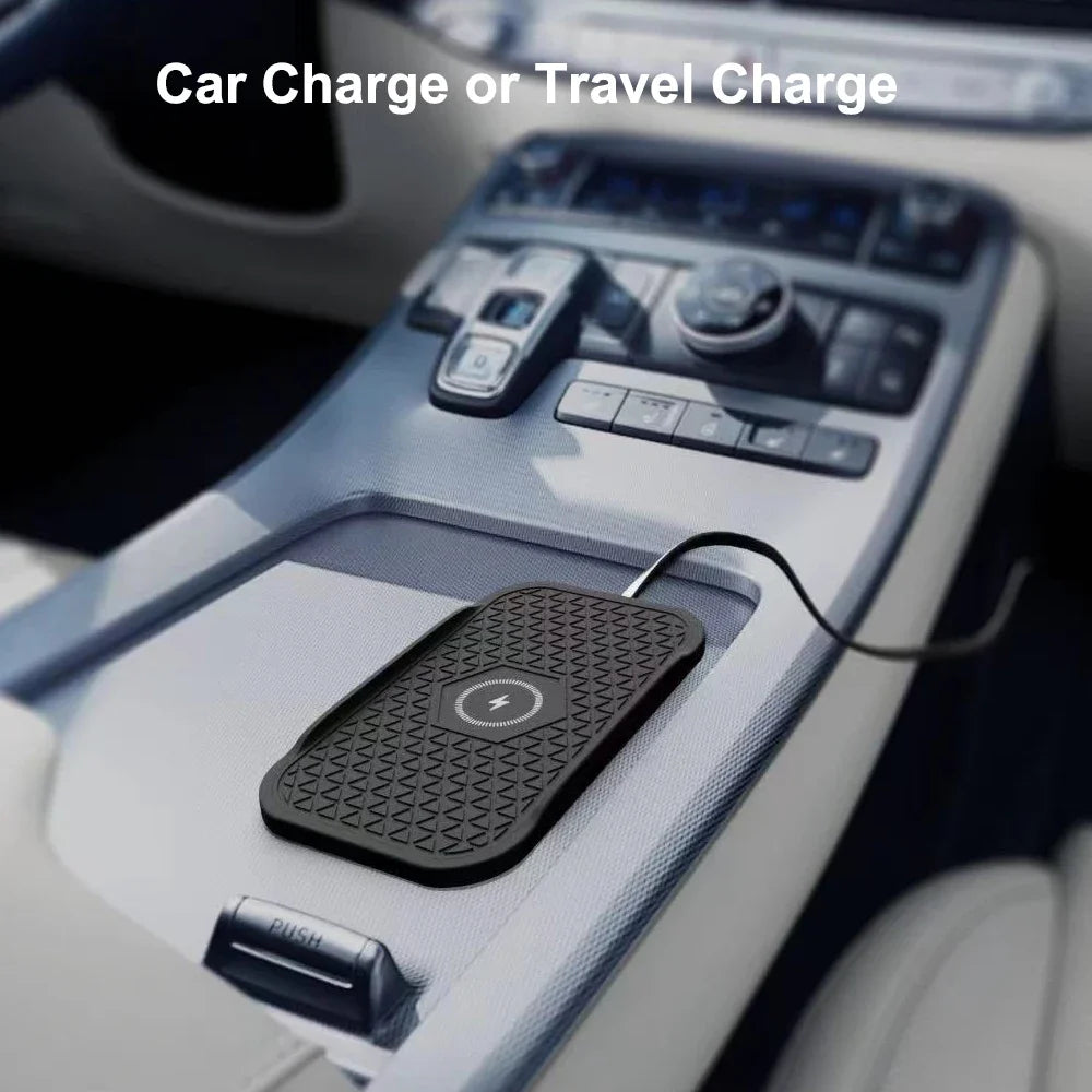 Bonola Silicone Car Wireless Charger Non-Slip Pad for iPhone 16/15/14/13/12 Series Induction Fast Wireless Charging for Samsung