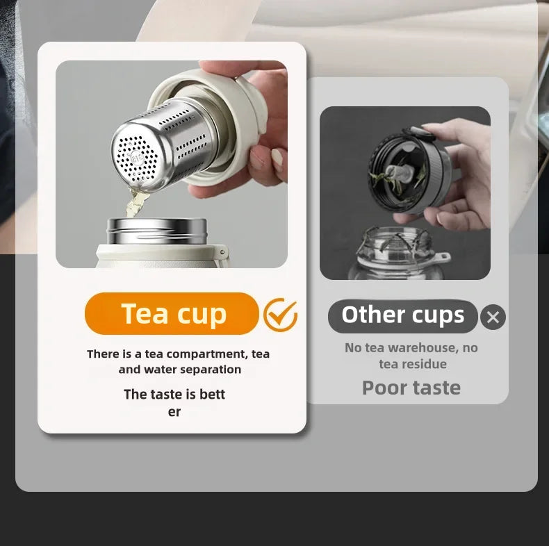 1000ML Thermos Bottle Cup with Magnetic Tea Infuser Stainless Steel Coffee Vacuum Bottle Keep Cold Hot Business Gift