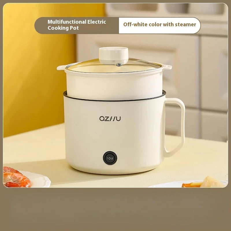 220V Multifunctional Mini Electric Cooker Home Use Stainless Steel Student Dormitory Bedroom 1.8L Cooking Pot Small Fryer Pot