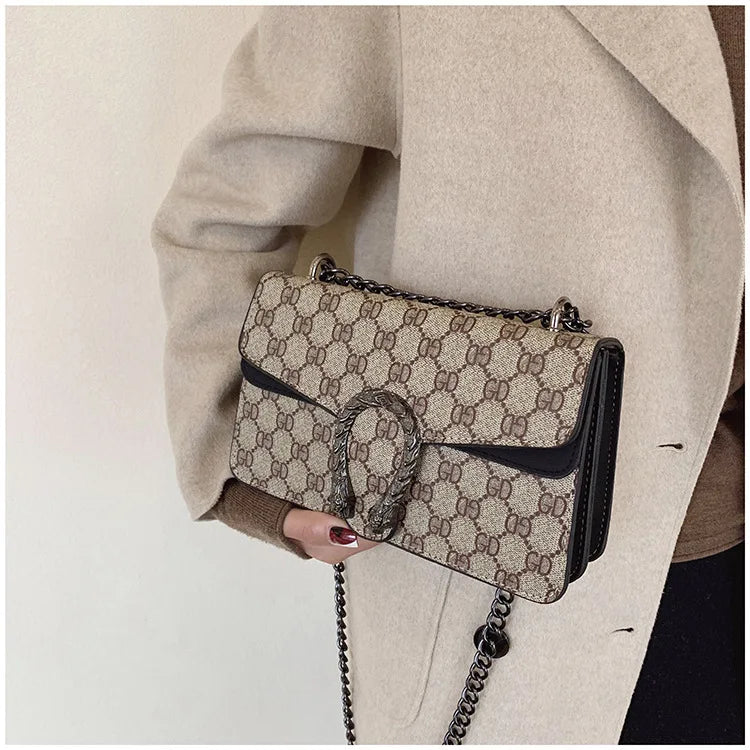 Luxury Bag 2025 New Trendy Fashion Dionysus Bag Retro Print Mini Shoulder Crossbody Chain Women's Bag