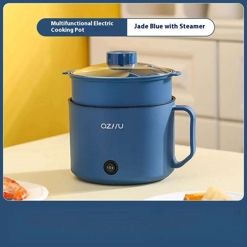 220V Multifunctional Mini Electric Cooker Home Use Stainless Steel Student Dormitory Bedroom 1.8L Cooking Pot Small Fryer Pot