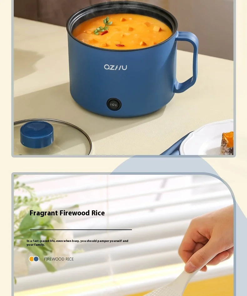 220V Multifunctional Mini Electric Cooker Home Use Stainless Steel Student Dormitory Bedroom 1.8L Cooking Pot Small Fryer Pot