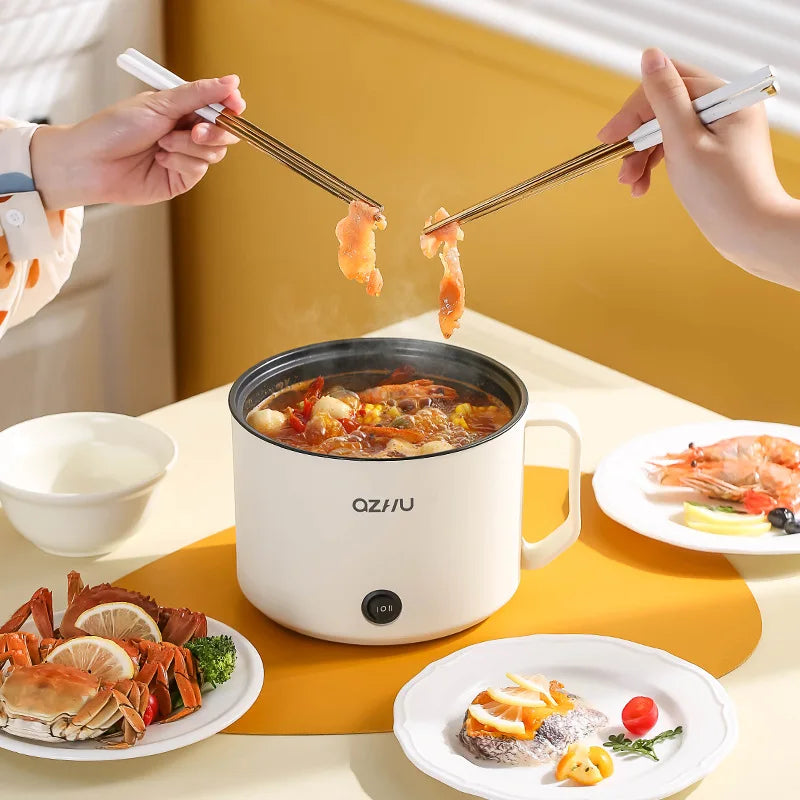 220V Multifunctional Mini Electric Cooker Home Use Stainless Steel Student Dormitory Bedroom 1.8L Cooking Pot Small Fryer Pot