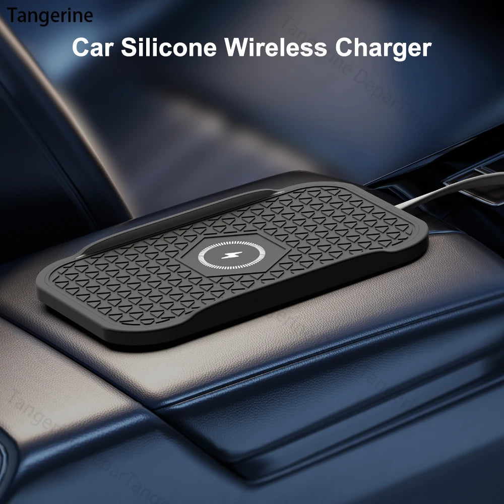 Bonola Silicone Car Wireless Charger Non-Slip Pad for iPhone 16/15/14/13/12 Series Induction Fast Wireless Charging for Samsung