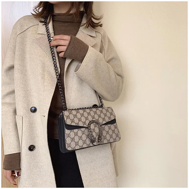 Luxury Bag 2025 New Trendy Fashion Dionysus Bag Retro Print Mini Shoulder Crossbody Chain Women's Bag