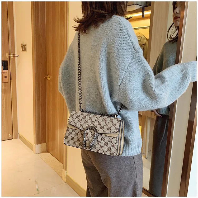 Luxury Bag 2025 New Trendy Fashion Dionysus Bag Retro Print Mini Shoulder Crossbody Chain Women's Bag