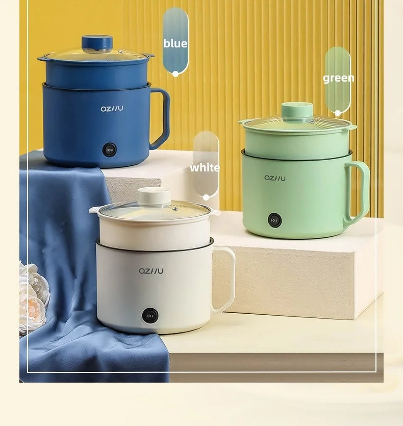 220V Multifunctional Mini Electric Cooker Home Use Stainless Steel Student Dormitory Bedroom 1.8L Cooking Pot Small Fryer Pot