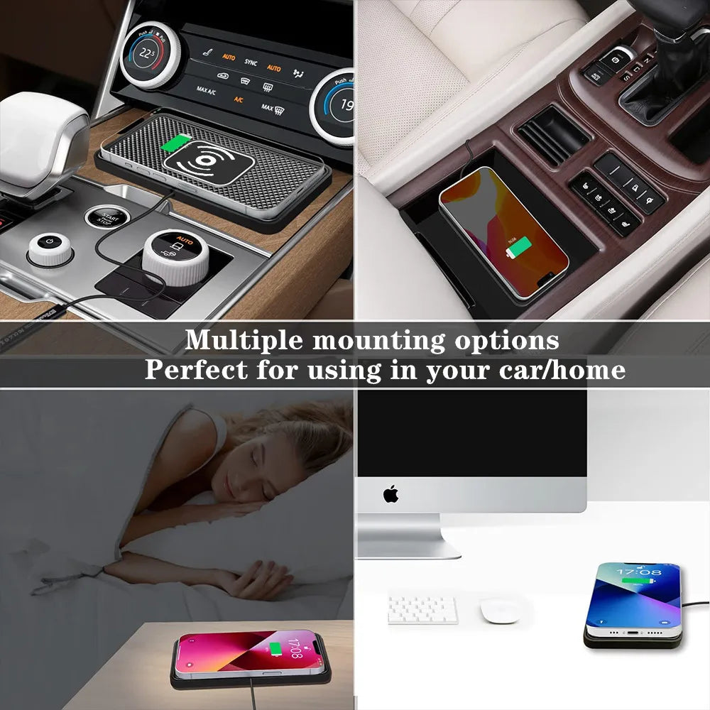 Car Wireless Charger for Iphone 16 15 15 Pro Max 14 13 12 X Samsung S24 S23 Wireless Car Charger Silicone Pad Stand Fast Charger