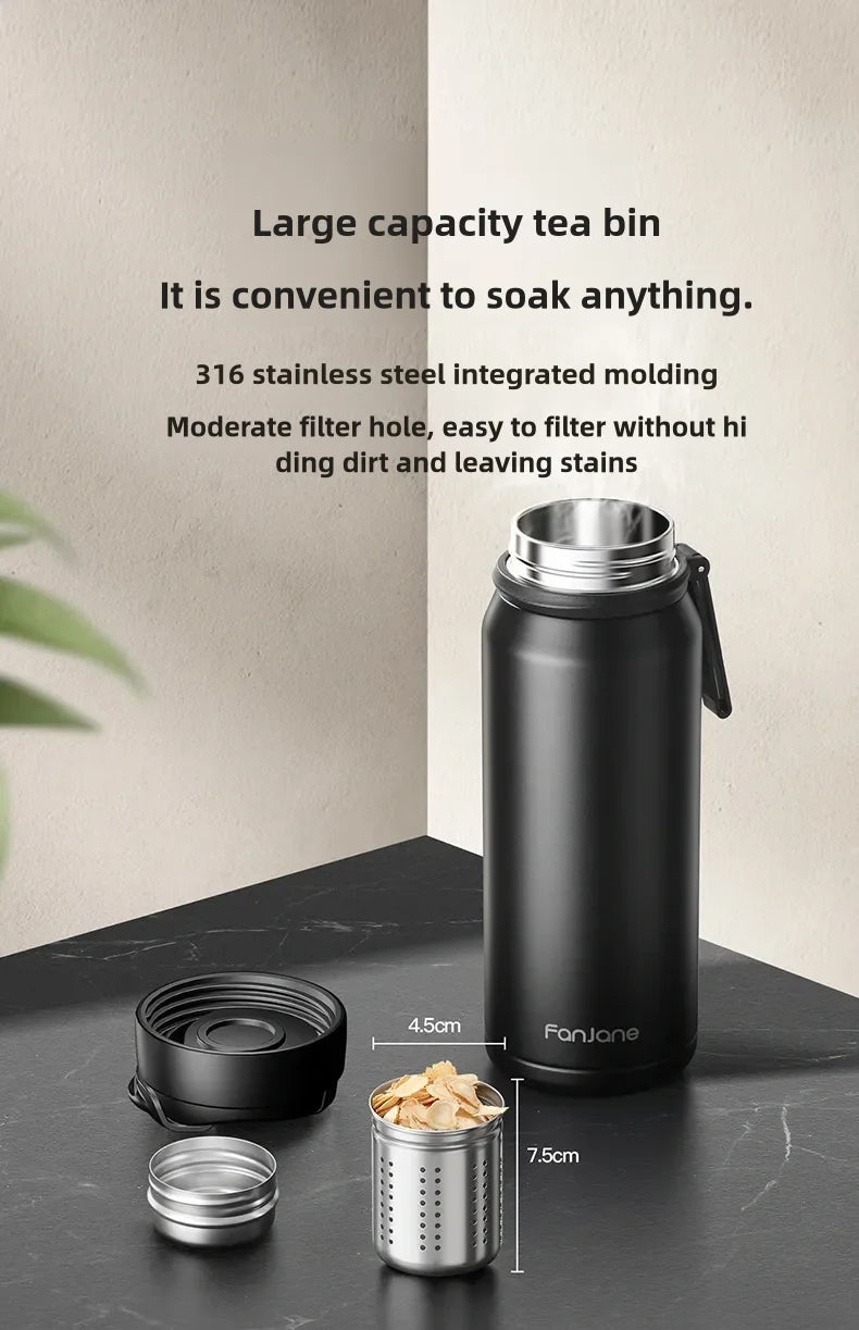 1000ML Thermos Bottle Cup with Magnetic Tea Infuser Stainless Steel Coffee Vacuum Bottle Keep Cold Hot Business Gift