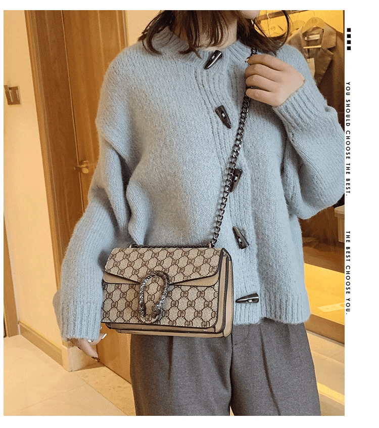 Luxury Bag 2025 New Trendy Fashion Dionysus Bag Retro Print Mini Shoulder Crossbody Chain Women's Bag