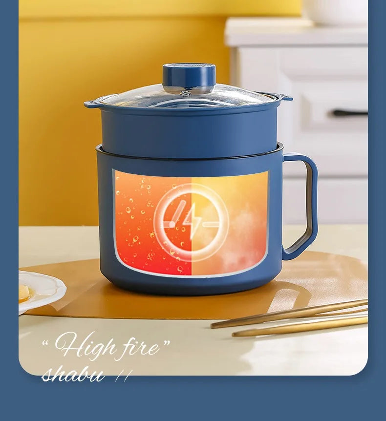 220V Multifunctional Mini Electric Cooker Home Use Stainless Steel Student Dormitory Bedroom 1.8L Cooking Pot Small Fryer Pot