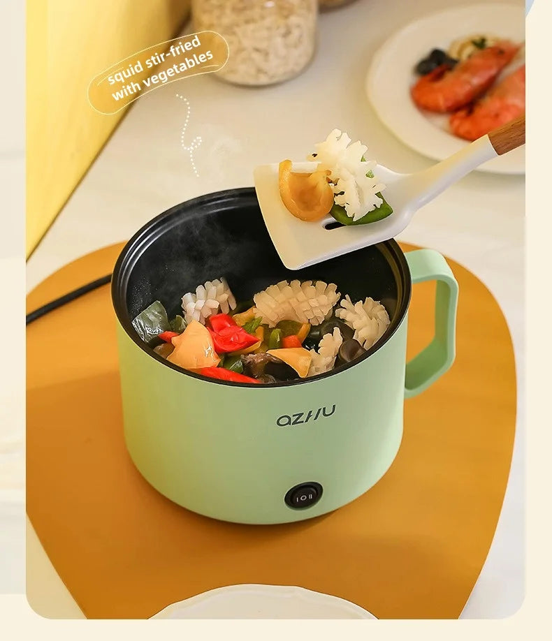 220V Multifunctional Mini Electric Cooker Home Use Stainless Steel Student Dormitory Bedroom 1.8L Cooking Pot Small Fryer Pot
