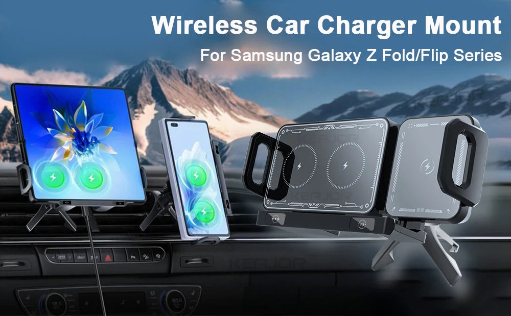 Car Wireless Charger for Samsung Galaxy Z Fold 6/5/4 Flip 4/3 S24 S23 Wireless Car Charger Dual Coil Fast Charging Car Air Vents