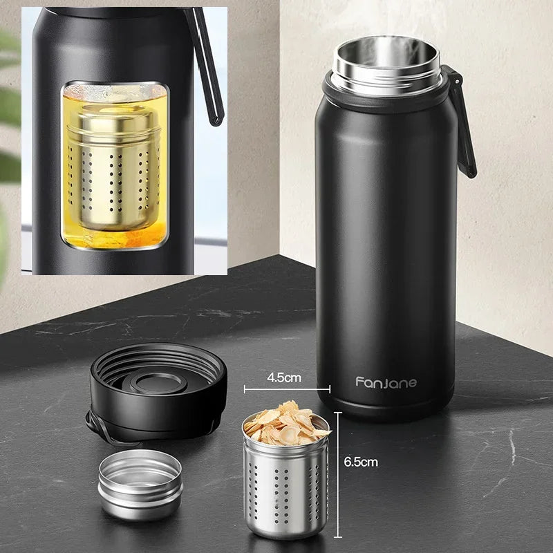 1000ML Thermos Bottle Cup with Magnetic Tea Infuser Stainless Steel Coffee Vacuum Bottle Keep Cold Hot Business Gift