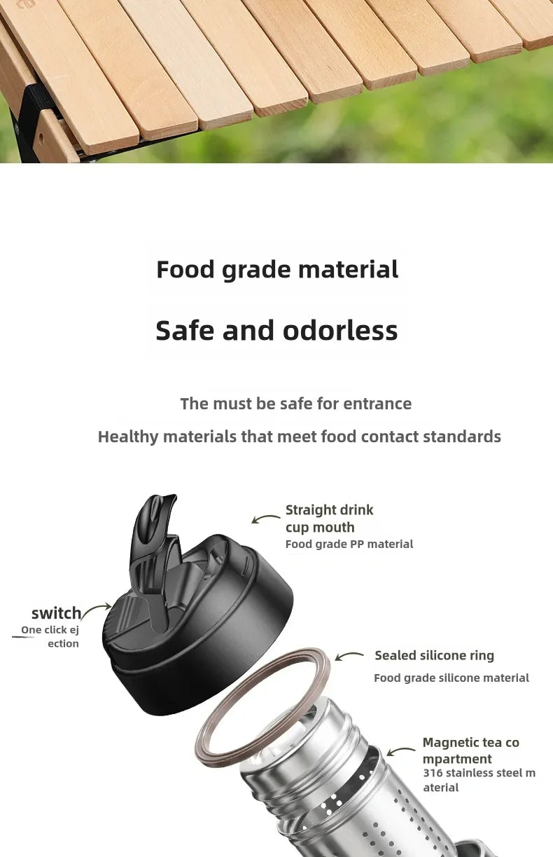 1000ML Thermos Bottle Cup with Magnetic Tea Infuser Stainless Steel Coffee Vacuum Bottle Keep Cold Hot Business Gift