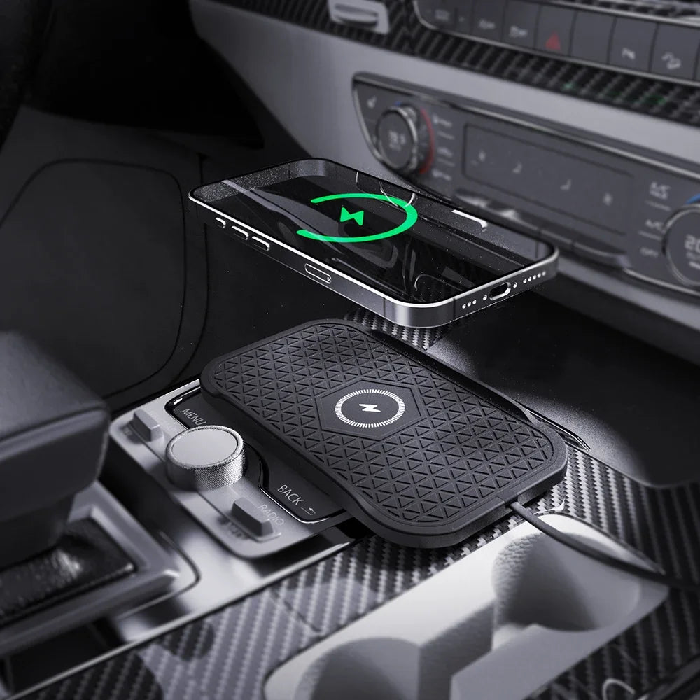 Bonola Silicone Car Wireless Charger Non-Slip Pad for iPhone 16/15/14/13/12 Series Induction Fast Wireless Charging for Samsung