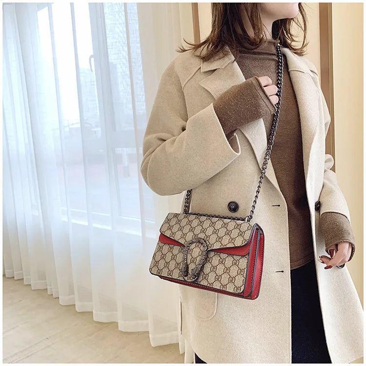 Luxury Bag 2025 New Trendy Fashion Dionysus Bag Retro Print Mini Shoulder Crossbody Chain Women's Bag