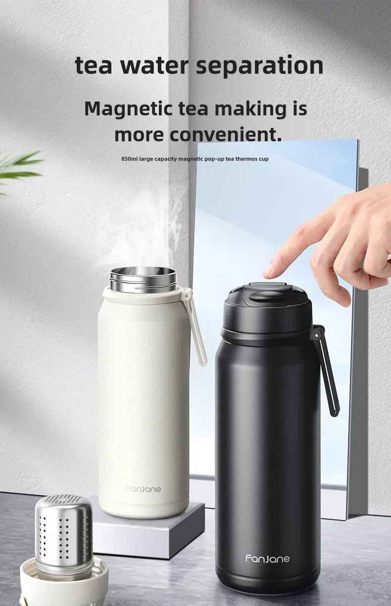 1000ML Thermos Bottle Cup with Magnetic Tea Infuser Stainless Steel Coffee Vacuum Bottle Keep Cold Hot Business Gift