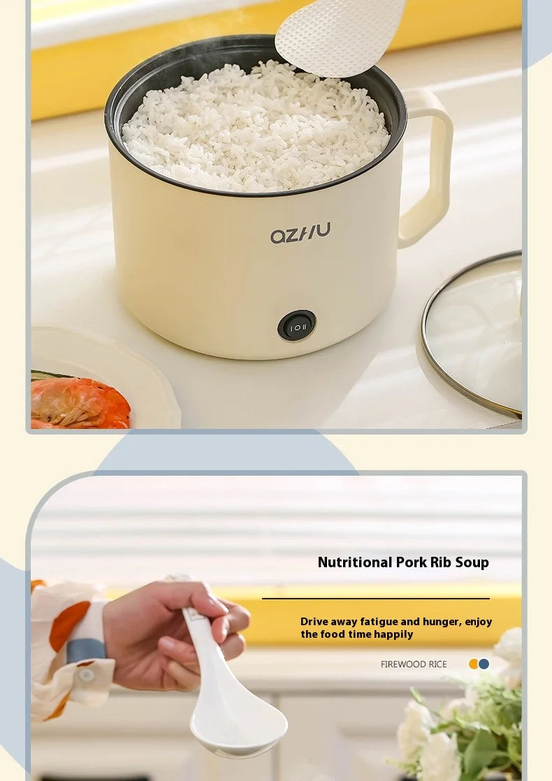 220V Multifunctional Mini Electric Cooker Home Use Stainless Steel Student Dormitory Bedroom 1.8L Cooking Pot Small Fryer Pot