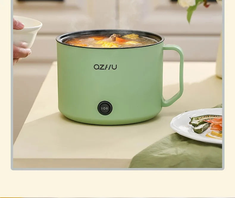220V Multifunctional Mini Electric Cooker Home Use Stainless Steel Student Dormitory Bedroom 1.8L Cooking Pot Small Fryer Pot