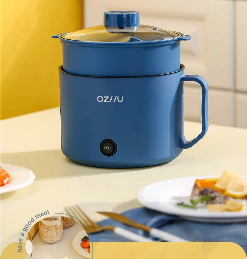 220V Multifunctional Mini Electric Cooker Home Use Stainless Steel Student Dormitory Bedroom 1.8L Cooking Pot Small Fryer Pot