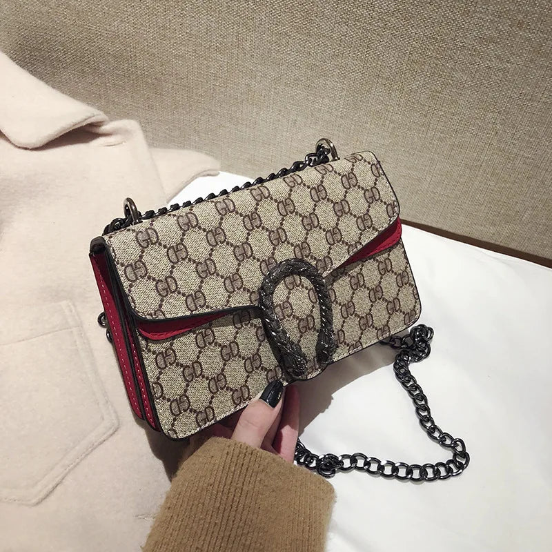 Luxury Bag 2025 New Trendy Fashion Dionysus Bag Retro Print Mini Shoulder Crossbody Chain Women's Bag