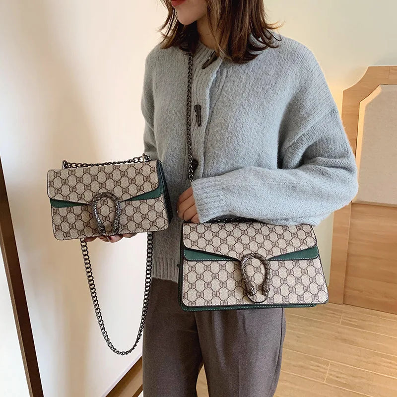 Luxury Bag 2025 New Trendy Fashion Dionysus Bag Retro Print Mini Shoulder Crossbody Chain Women's Bag