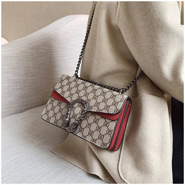 Luxury Bag 2025 New Trendy Fashion Dionysus Bag Retro Print Mini Shoulder Crossbody Chain Women's Bag
