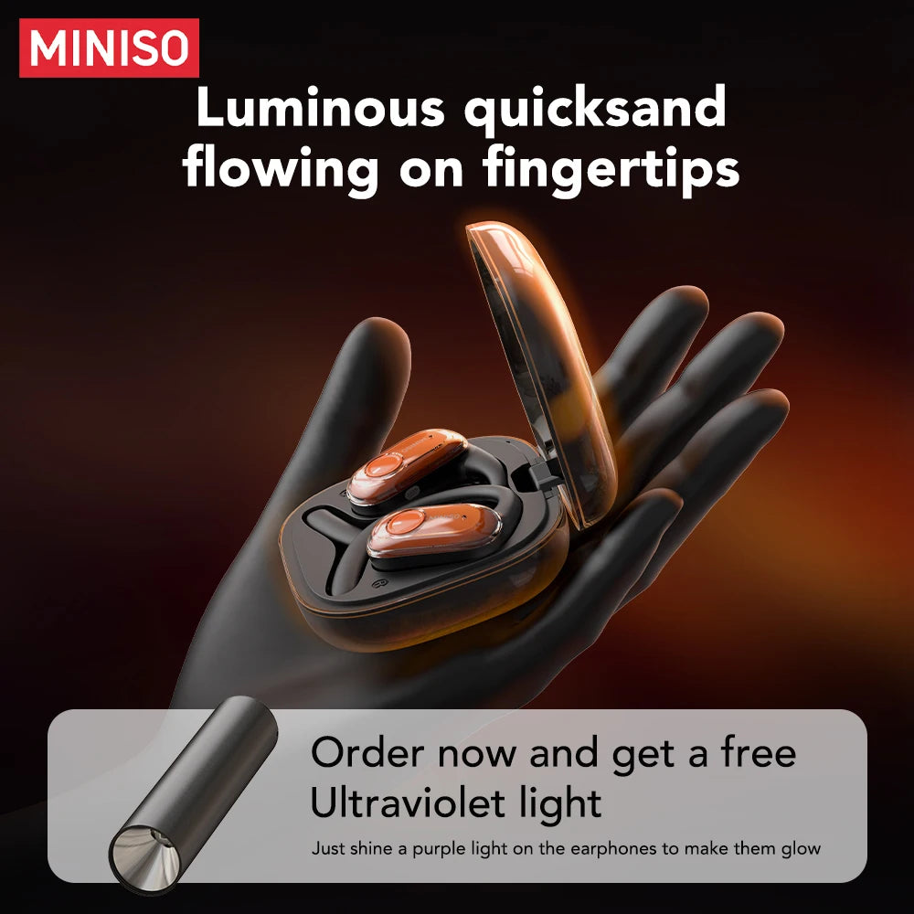 [Quicksand] MINISO MS185 Wireless Headphones Luminous Quicksand OWS Sports Bluetooth Earphones with Mic 8 Hours Long-Lifetime