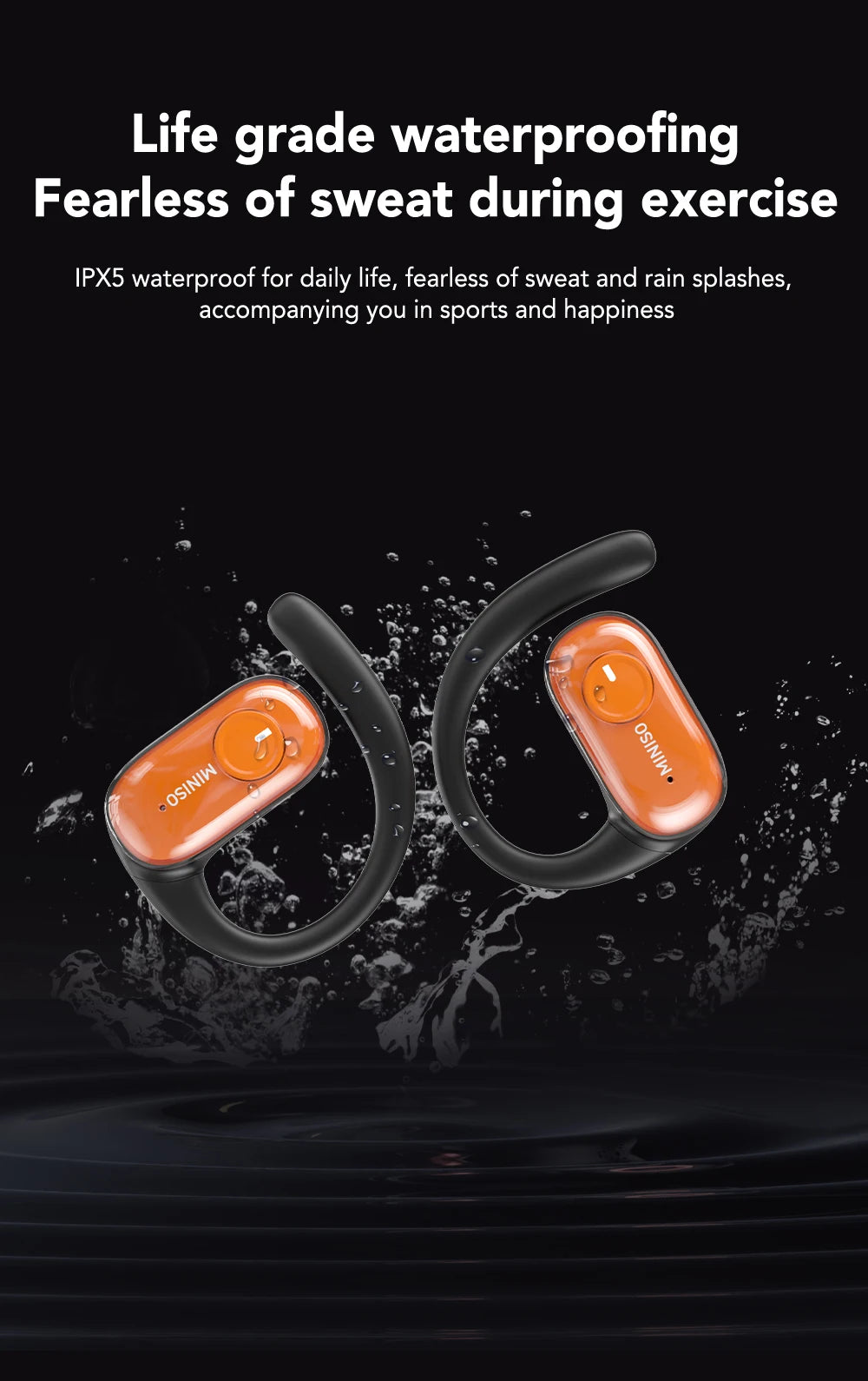 [Quicksand] MINISO MS185 Wireless Headphones Luminous Quicksand OWS Sports Bluetooth Earphones with Mic 8 Hours Long-Lifetime