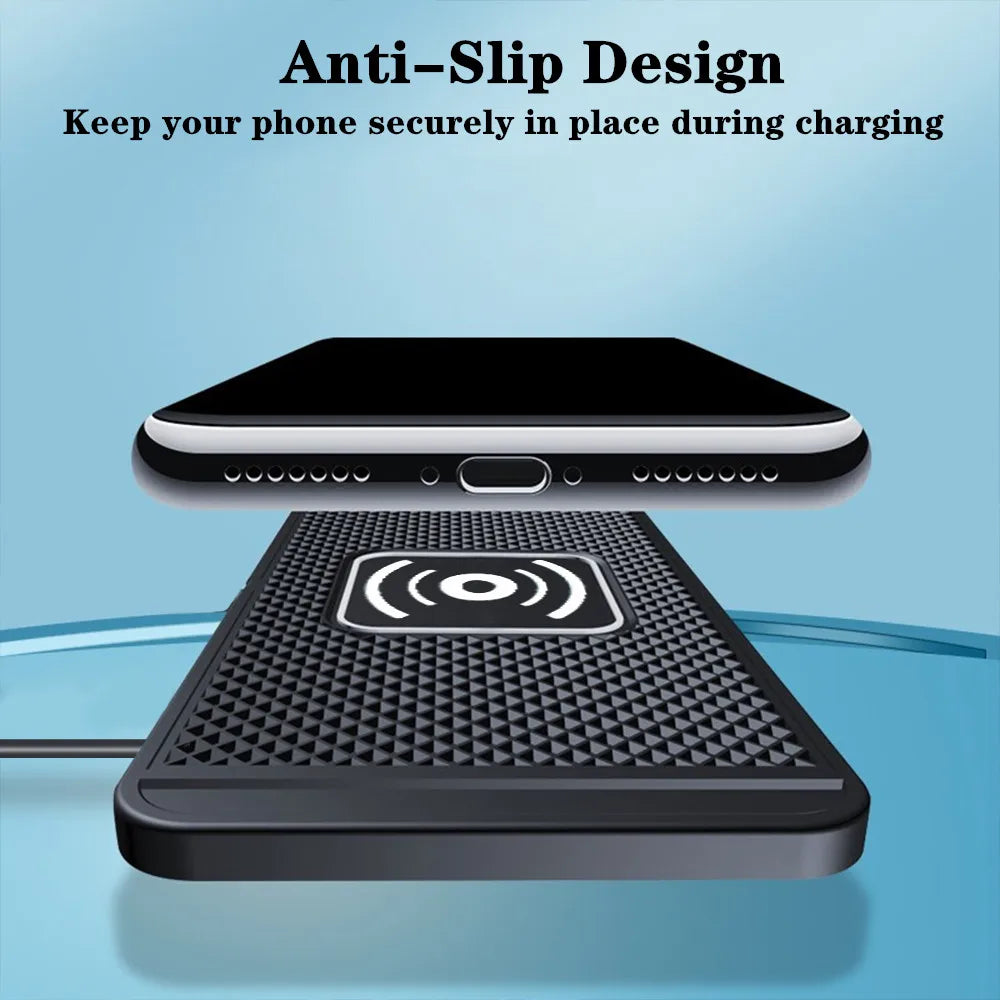 Car Wireless Charger for Iphone 16 15 15 Pro Max 14 13 12 X Samsung S24 S23 Wireless Car Charger Silicone Pad Stand Fast Charger