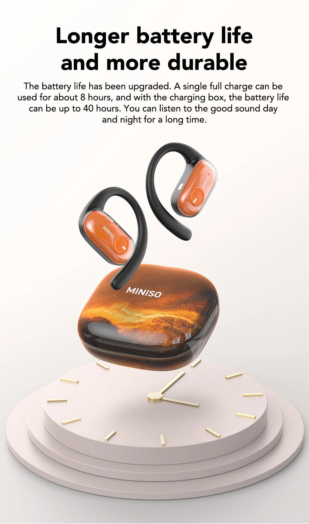 [Quicksand] MINISO MS185 Wireless Headphones Luminous Quicksand OWS Sports Bluetooth Earphones with Mic 8 Hours Long-Lifetime