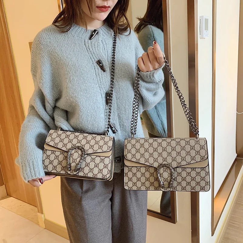 Luxury Bag 2025 New Trendy Fashion Dionysus Bag Retro Print Mini Shoulder Crossbody Chain Women's Bag