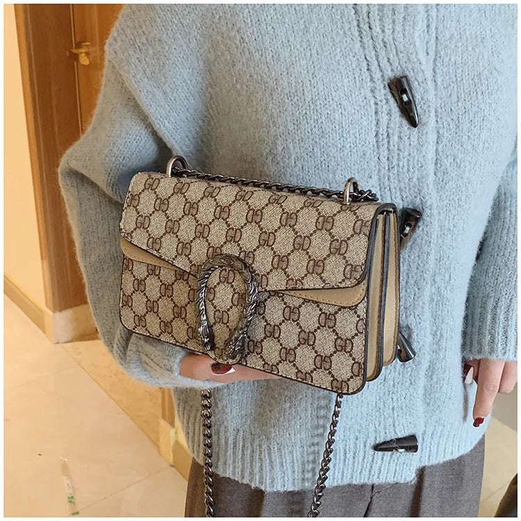 Luxury Bag 2025 New Trendy Fashion Dionysus Bag Retro Print Mini Shoulder Crossbody Chain Women's Bag
