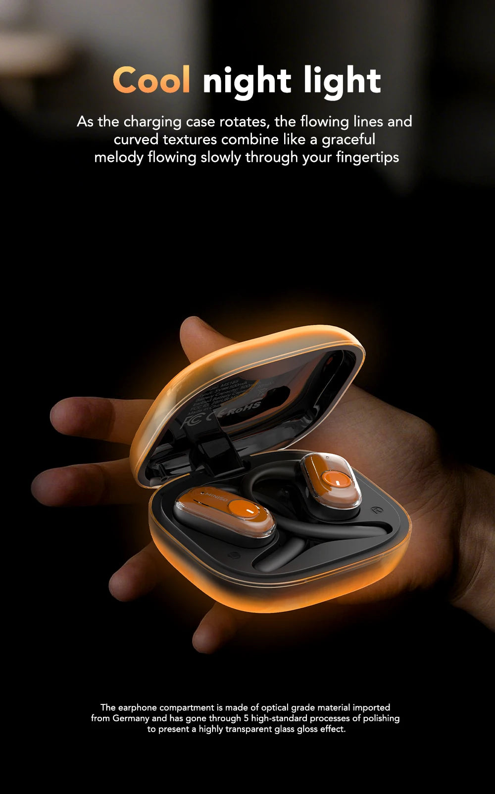 [Quicksand] MINISO MS185 Wireless Headphones Luminous Quicksand OWS Sports Bluetooth Earphones with Mic 8 Hours Long-Lifetime