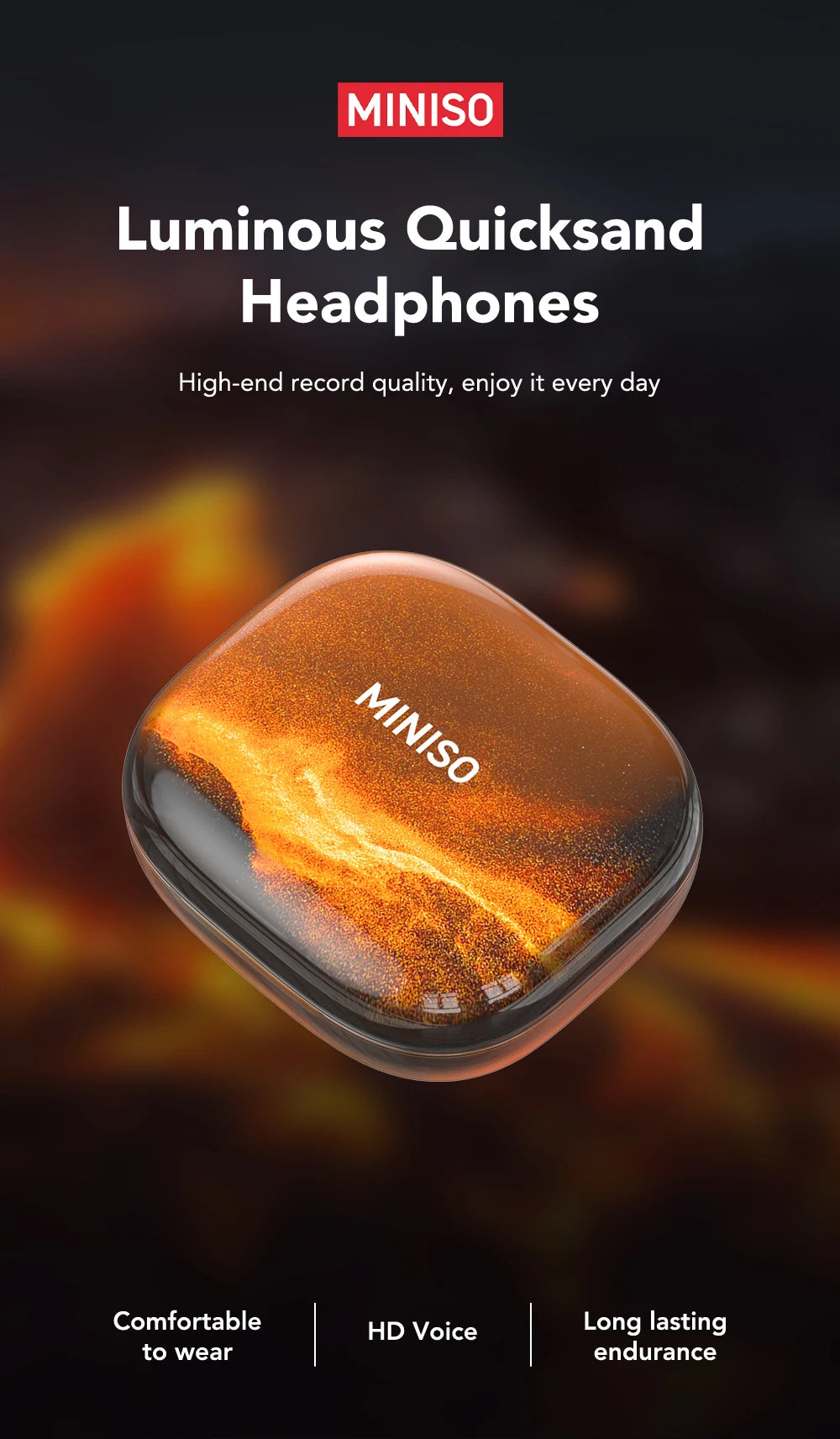 [Quicksand] MINISO MS185 Wireless Headphones Luminous Quicksand OWS Sports Bluetooth Earphones with Mic 8 Hours Long-Lifetime