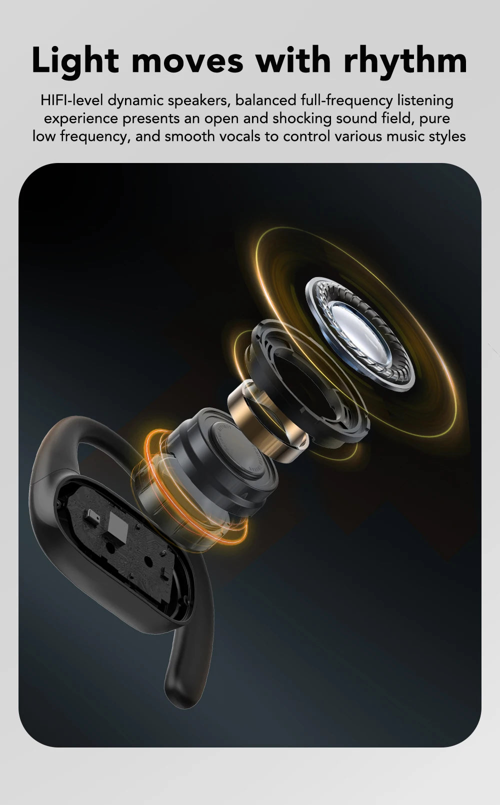 [Quicksand] MINISO MS185 Wireless Headphones Luminous Quicksand OWS Sports Bluetooth Earphones with Mic 8 Hours Long-Lifetime